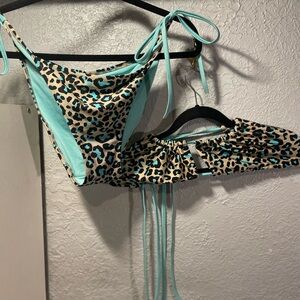 Love Leopard Print Bikini with Aqua Accents